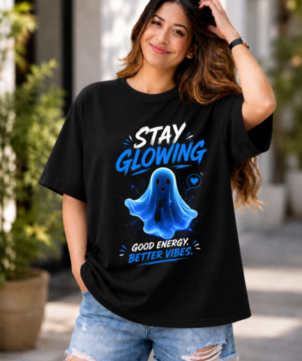 Stay Glowing Motivational Oversized T-Shirt