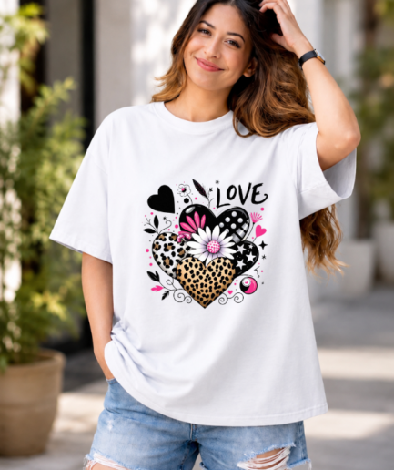 Love Heart Graphic Oversized T-Shirt