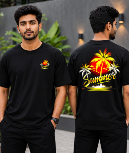 Summer Vibes Palm Tree Oversized T-Shirt