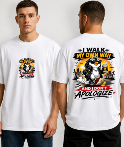 Never Apologize Wolf Graphic Oversized T-Shirt