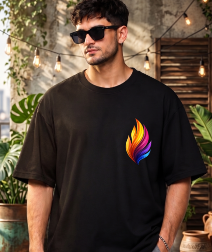 Phoenix Flame Minimal Logo Oversized T-Shirt